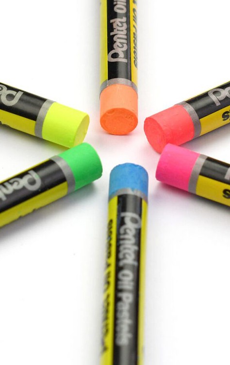 Пастель масляная флуоресцентная, 6 цв., Pentel — картинка 7