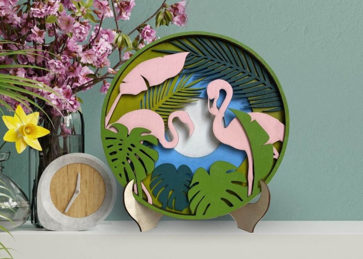 3D пазл-раскраска «Розовые фламинго» — картинка 2