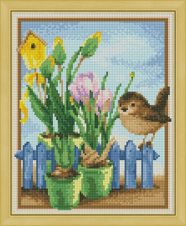 Алмазная вышивка «Любопытный воробушек» — картинка 2