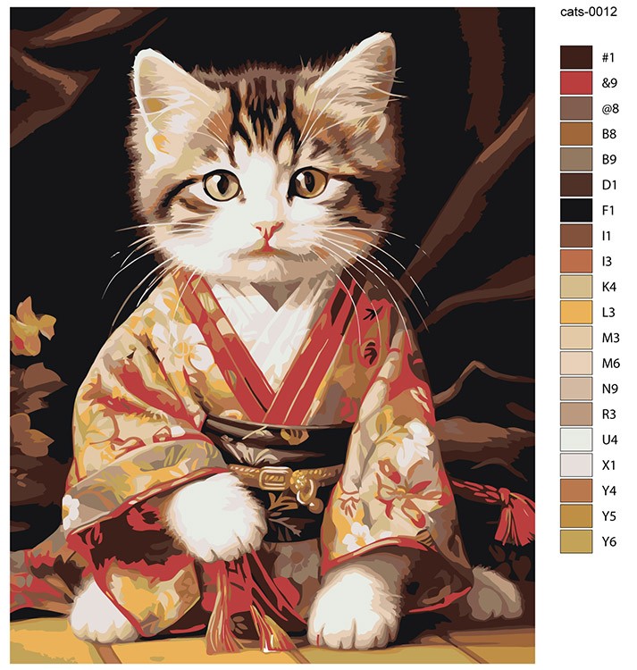 Картина по номерам «Котенок в кимоно» — картинка 2