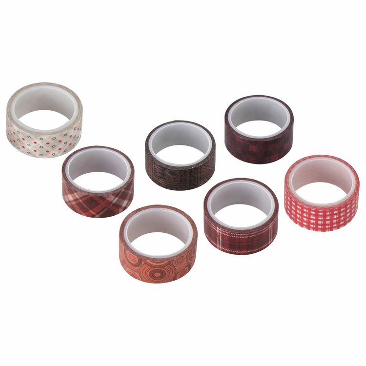 Клейкие WASHI-ленты для декора «Оттенки красного», 7 цветов, 15 мм х 3 м — картинка 3