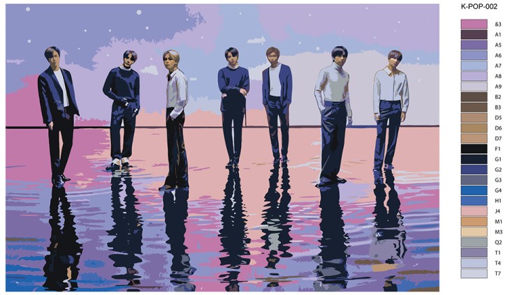 Картина по номерам «Корейская K-POP группа BTS 2» — картинка 2
