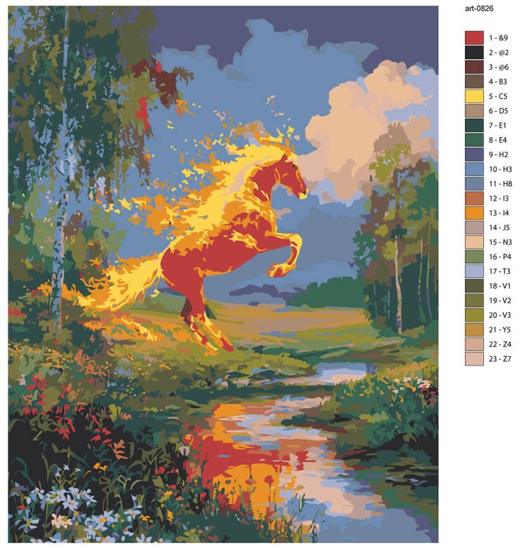 Картина по номерам Красная огненная лошадь Символ года — картинка 2