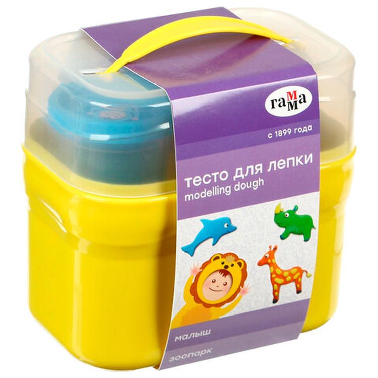 Пластилин на растительной основе (тесто для лепки) Gamma «Малыш. Зоопарк», 4 цвета, 240 г, 5 формочек — картинка 3