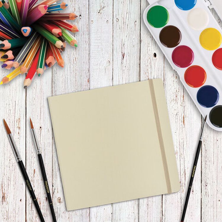 Скетчбук для акварели, 200 г/м2, 195х195 мм, среднее зерно, 20 л., сшивка, резинка, бежевый, BRAUBERG ART — картинка 9