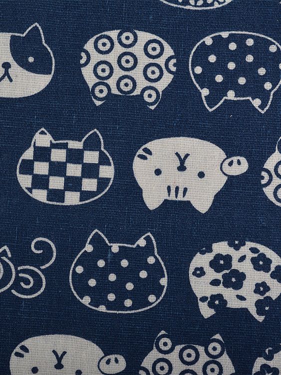 Ткань Лен, 140 г/м², 5 м x 150 см, цвет: синий, белый, животный принт, TBY — картинка 2