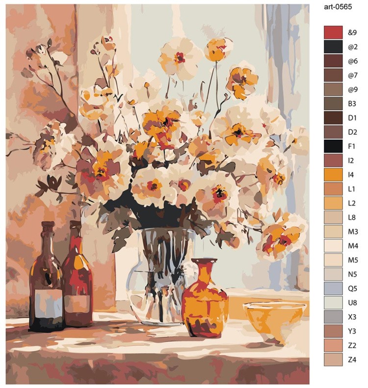 Картина по номерам «Цветы: букет из шиповника в вазе, весна» — картинка 2