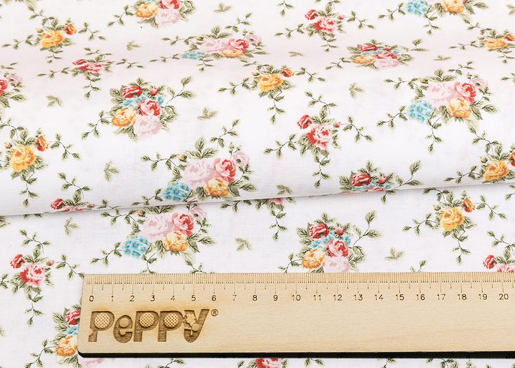 Ткань для пэчворка «ВЕРСАЛЬСКИЕ САДЫ», 50x55 см, 146 г/м2, 100% хлопок, цвет: ВС-03 белый, принт, Peppy — картинка 2