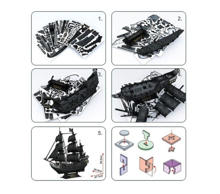 3D-пазл CubicFun Корабль «Месть королевы Анны» — картинка 3