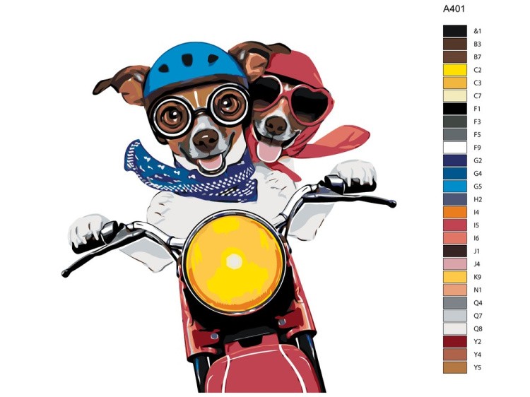 Картина по номерам «Парочка на мотоцикле» — картинка 2