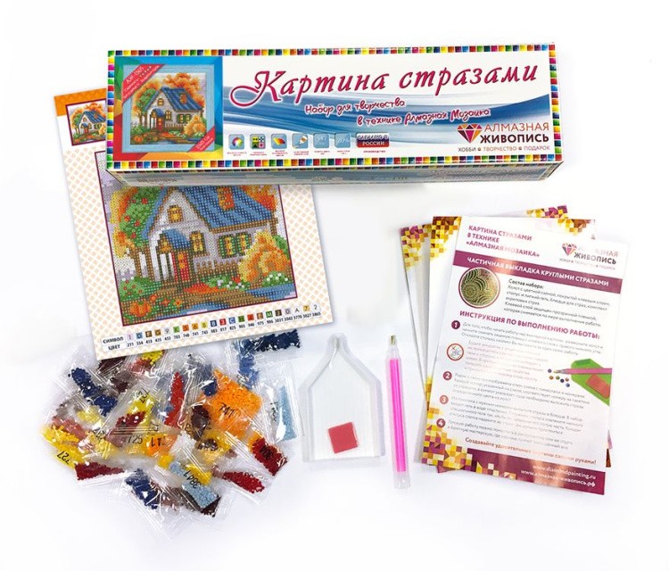 Алмазная вышивка «Осенний домик» — картинка 3