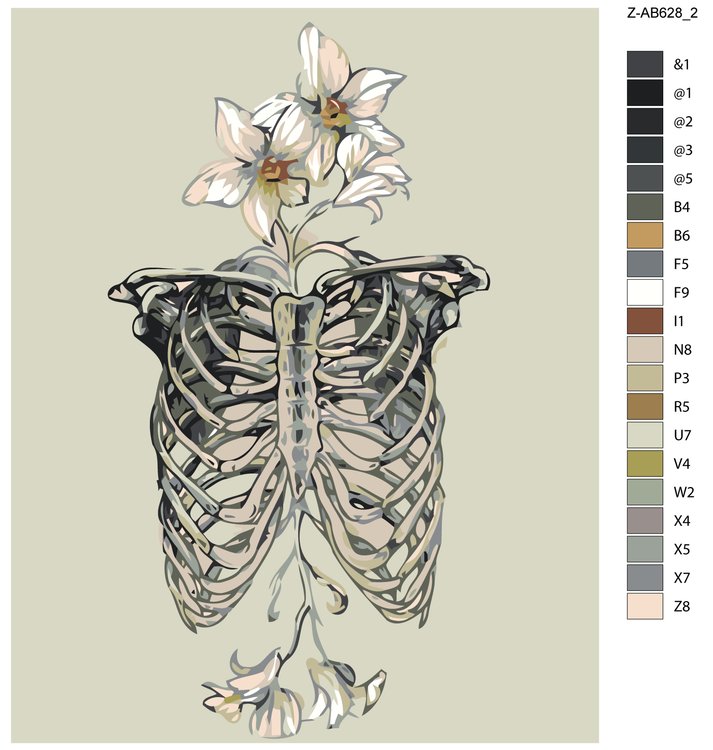 Картина по номерам «Скелет и цветы» — картинка 2
