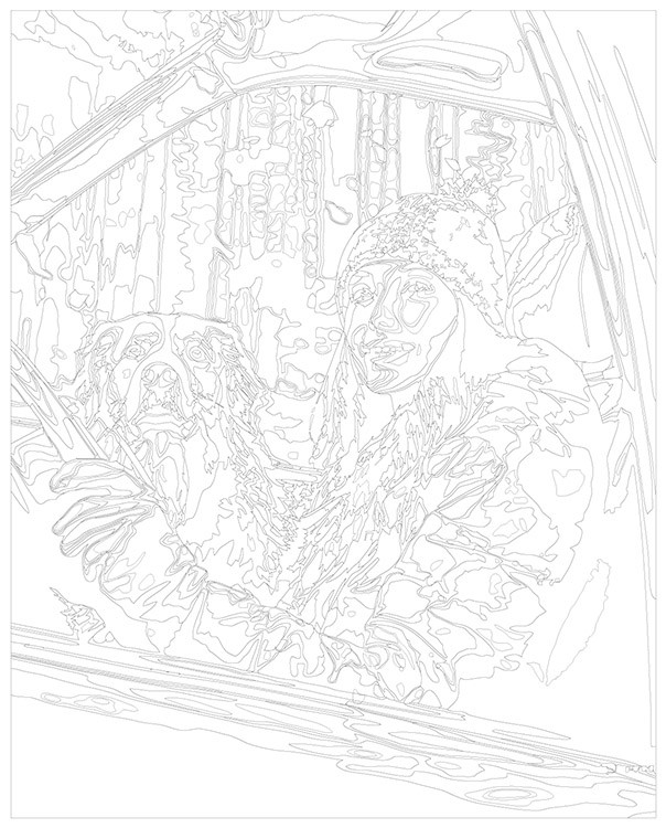 Картина по номерам «Девушка и собака едут в машине по осеннему лесу 2» — картинка 3