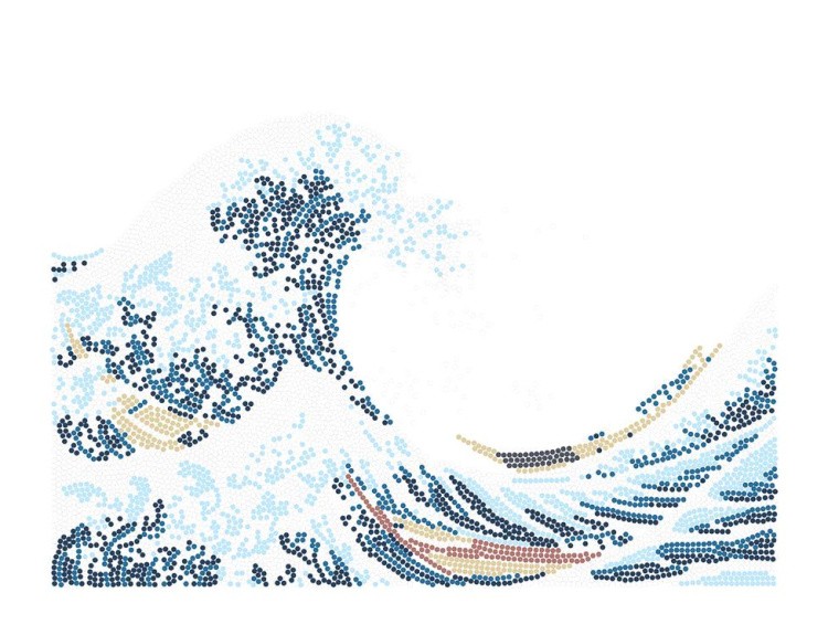 Алмазная вышивка «Большая волна в Канагаве. Кацусика Хокусай» — картинка 2