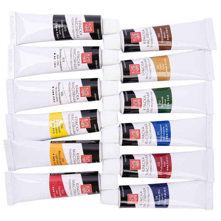 Набор масляных красок «Изостудия», 12 цв. по 18 мл, Аква-колор — картинка 2