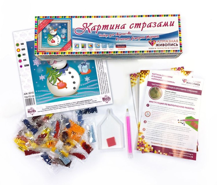 Алмазная вышивка «Снеговик с подарком» — картинка 2