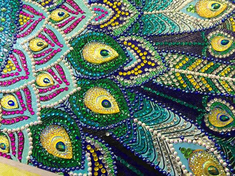 Алмазная вышивка 5D «Зелёный павлин» — картинка 4