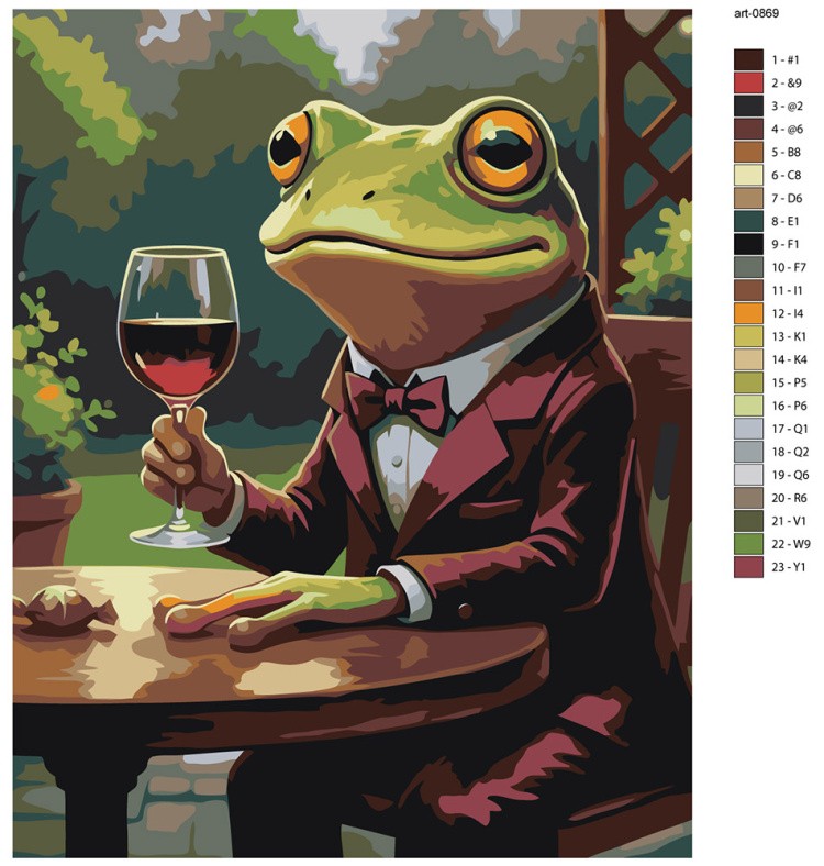 Картина по номерам Лягушка в костюме с бокалом вина — картинка 2