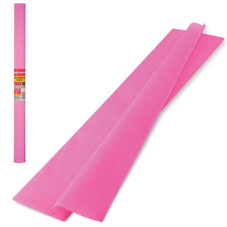 Бумага гофрированная (креповая) плотная, 32 г/м2, розовая, 50х250 см, Brauberg