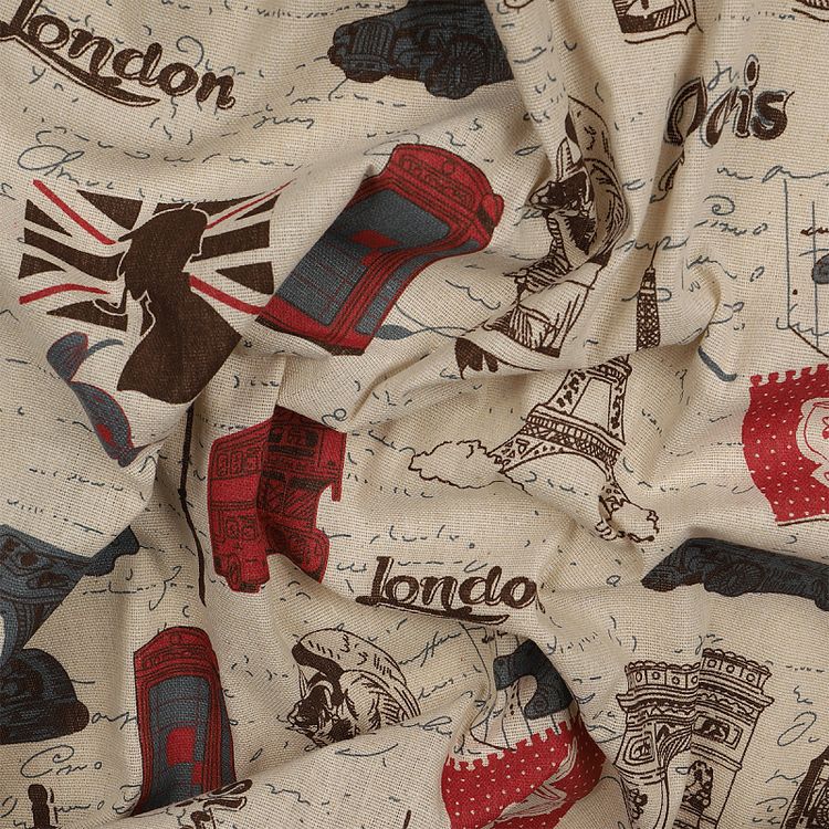 Ткань льняная, 1 м x 150 см, 140 г/м², цвет: молочный, принт, TBY — картинка 3