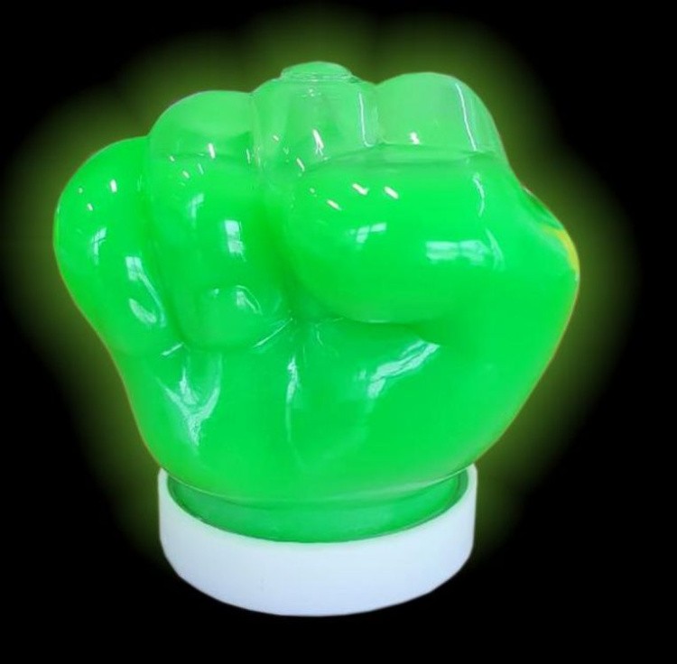 Слайм Стекло, светящиеся в темноте кулачки (оранжевый неон/зеленый неон)
 — картинка 2