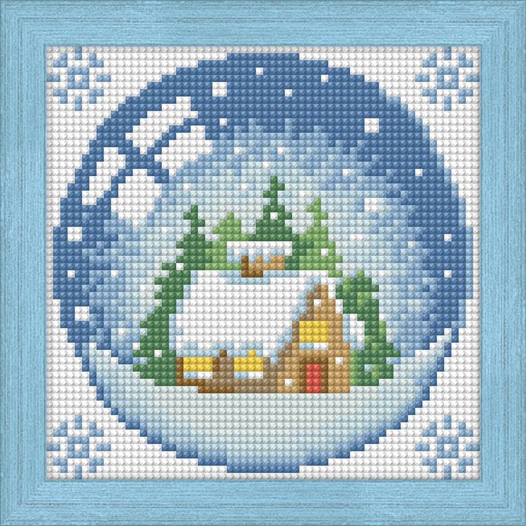 Алмазная вышивка «Новогодний шарик с домиком» — картинка 2