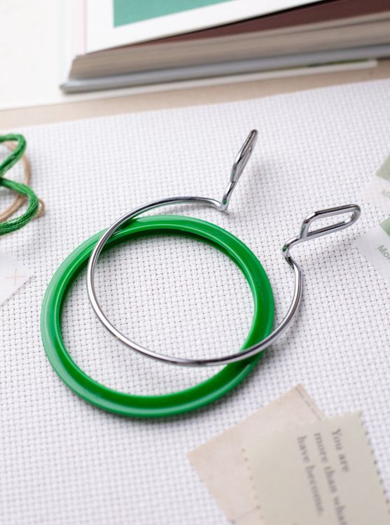 Пяльцы пружинные, диаметр 5,8 см, h-5, цвет: зеленый, Nurge — картинка 2