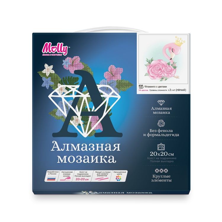 Алмазная вышивка «Фламинго с цветами» — картинка 4