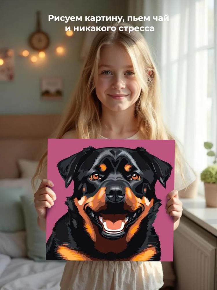 Картина по номерам «Улыбчивый ротвейлер» — картинка 7