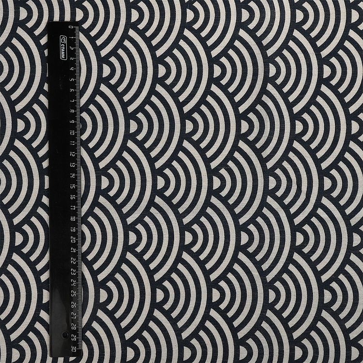 Ткань лен, 140 г/м², 30% лен, 70% хлопок, 3 м, ширина 150 см, цвет: синий, принт, TBY — картинка 6