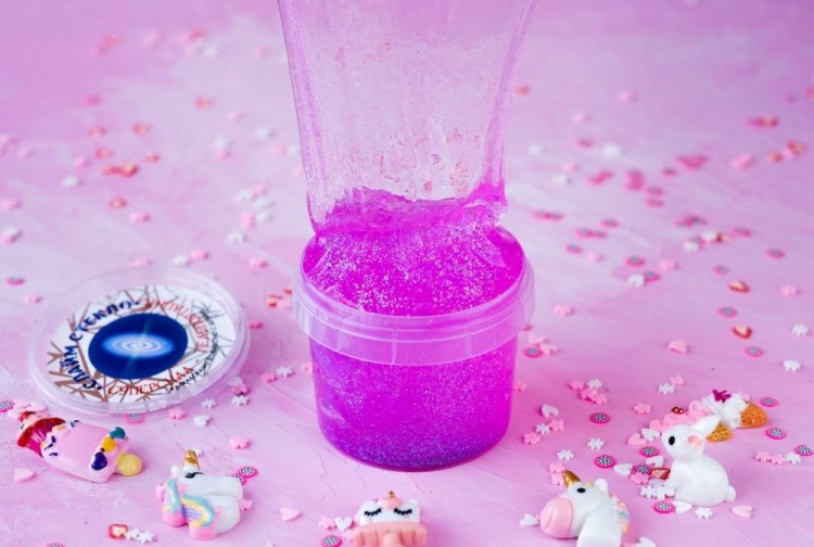 Слайм Стекло с малиновыми блестками, 100 гр
 — картинка 2