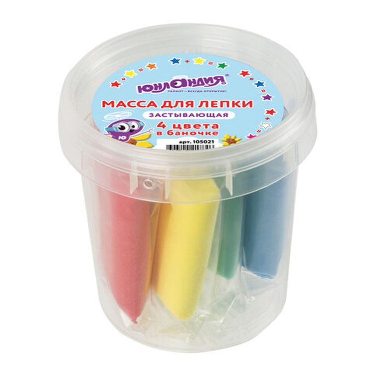 Масса для лепки лёгкая «Юнландик - фермер», 4 цв. в баночке, застывающая, 128 мл, Юнландия — картинка 2