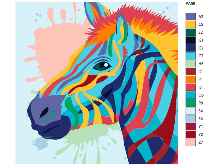 Картина по номерам «Красочная зебра» — картинка 2