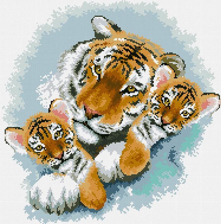 Алмазная вышивка «Тигриная семейка»