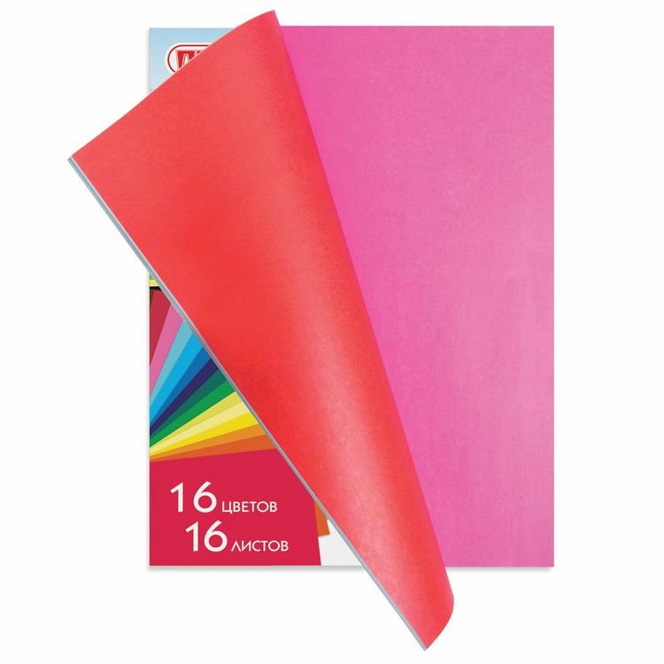 Цветная бумага А4 односторонняя газетная «Лиса», 16 листов, 16 цветов, ПИФАГОР — картинка 2