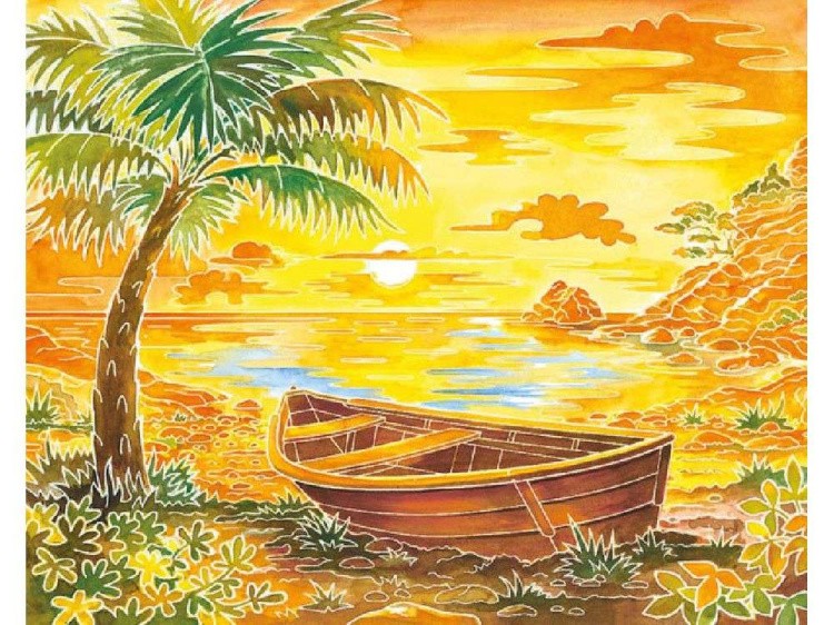 Картина акварелью по контурам «Побережье» — картинка 4