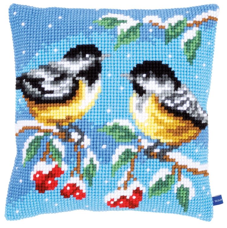 Набор для вышивания «Подушка. Две птицы зимой»