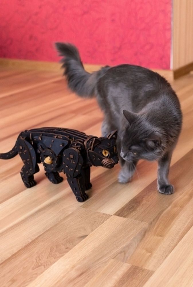 Сборная модель деревянная, конструктор 3D EWA Механический «Черный Кот (Кошка)» — картинка 9