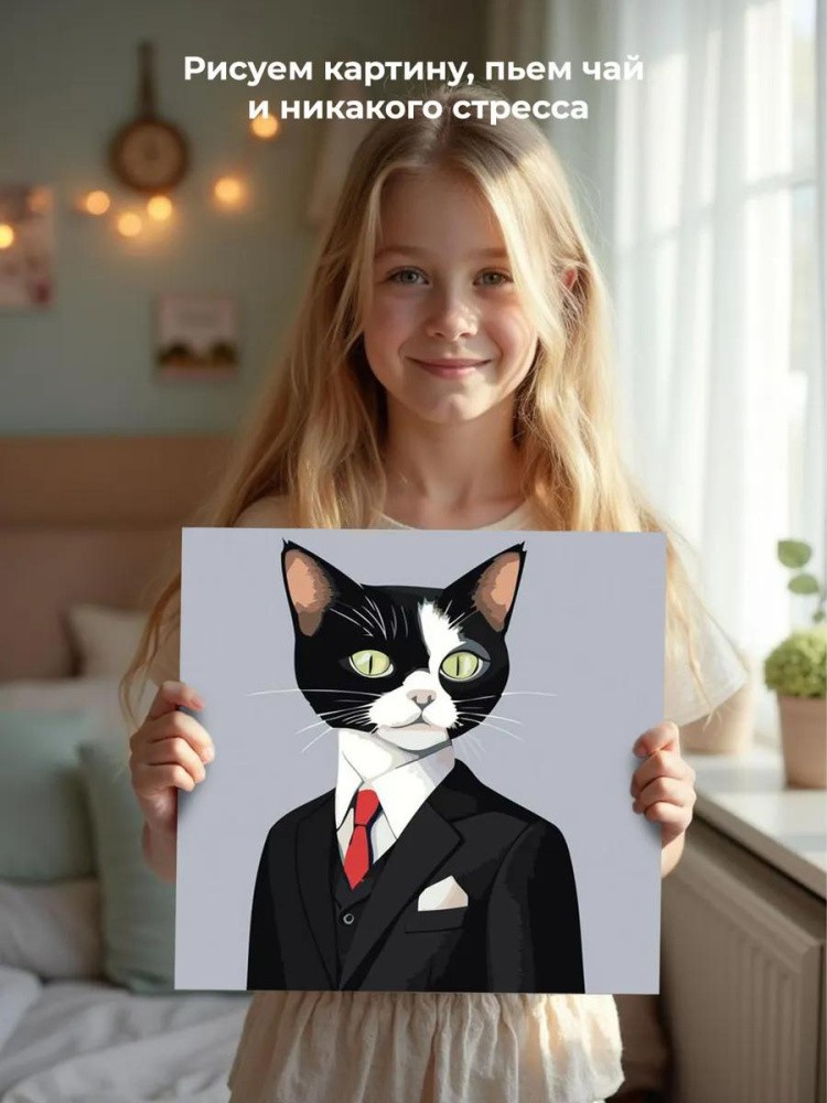 Картина по номерам «Кот в официальном костюме» — картинка 7