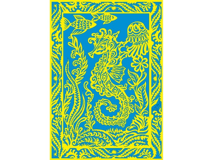 Вытынанка «Морской конек» (желтый) — картинка 4