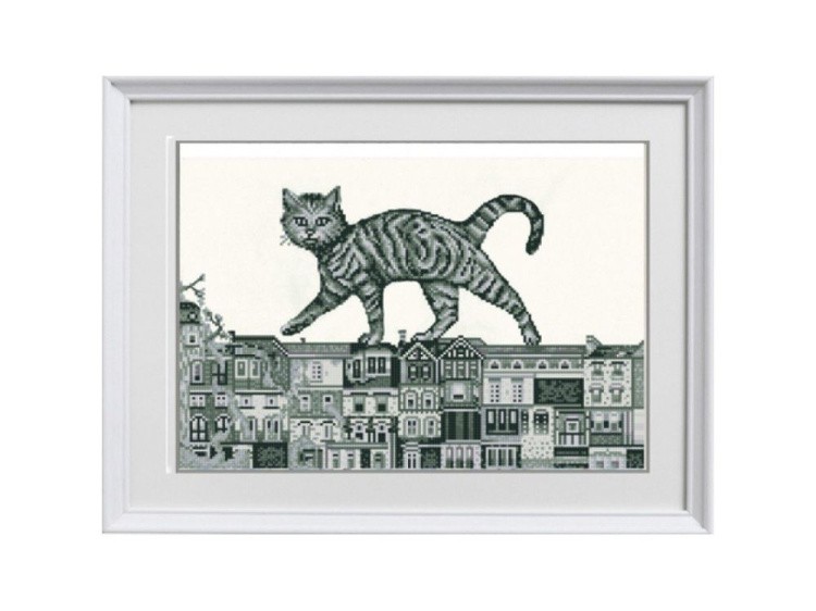 Рисунок на ткани «Кот на крыше»