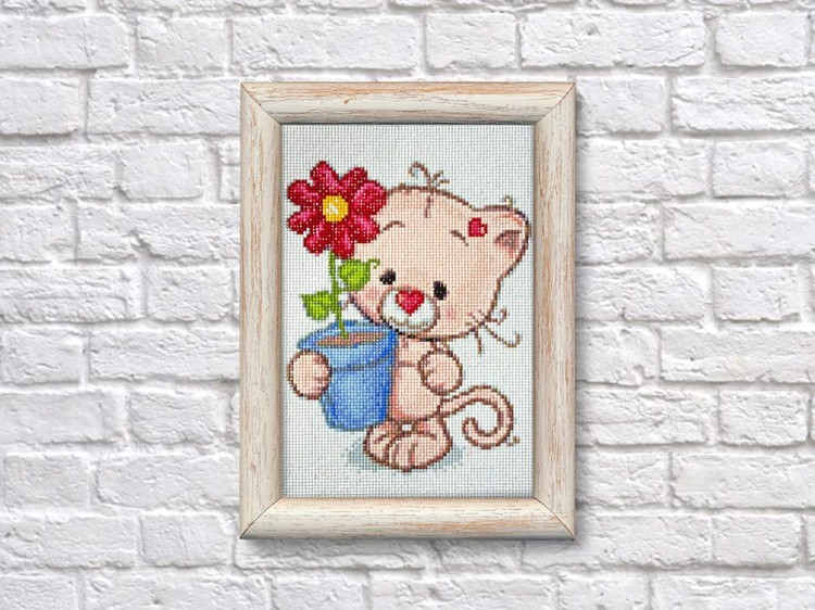 Алмазная вышивка «Котенок с подарком» — картинка 3