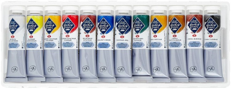 Краски темперные художественные «Мастер-класс», 12 цв. по 18 мл, в тубах, без кисти — картинка 2