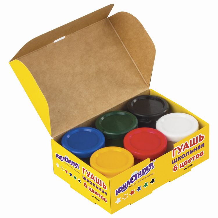 Гуашь Юнландия «Школьная», 6 цв. по 17 мл — картинка 2