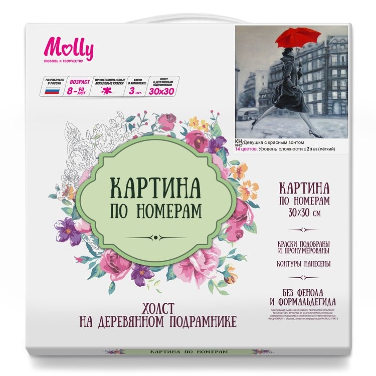Картина по номерам «Девушка с красным зонтом» — картинка 2