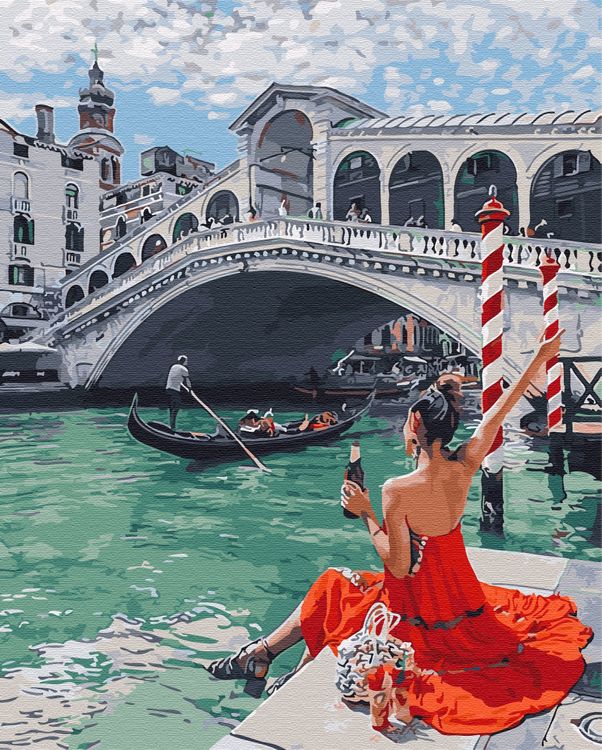 Картина по номерам «Одинокая брюнетка в Венеции»