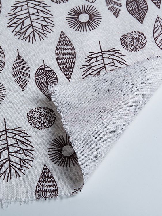 Ткань льняная, 3 м x 150 см, 140 г/м², цвет: белый, растительный принт, TBY — картинка 5