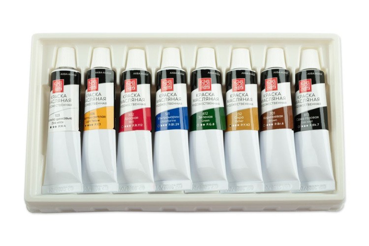Набор масляных красок «Изостудия», 8 цв. по 18 мл, Аква-колор — картинка 3