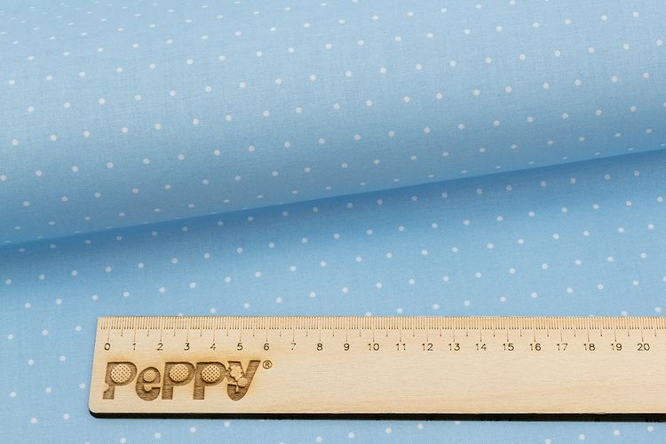 Ткань для пэчворка «БАБУШКИН СУНДУЧОК», 50x55 см, 140 г/м2, 100% хлопок, цвет: БС-52 горох, голубой, Peppy — картинка 2