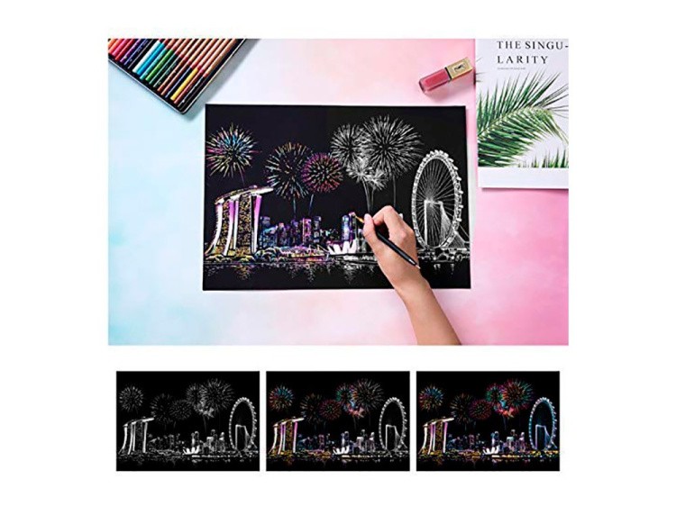 Скретч-картина «Singapore Firework» (цветная) — картинка 3